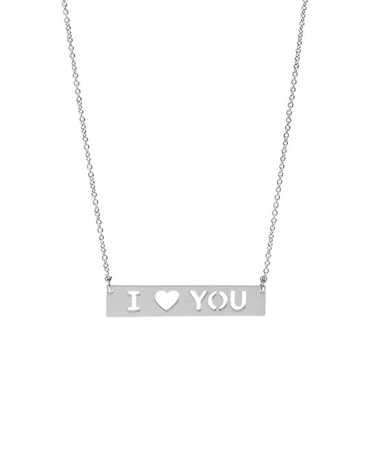 I Heart You Cutout Bar Necklace