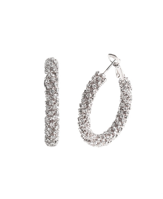 35mm Rhinestone Tube Stone Hoop Earring