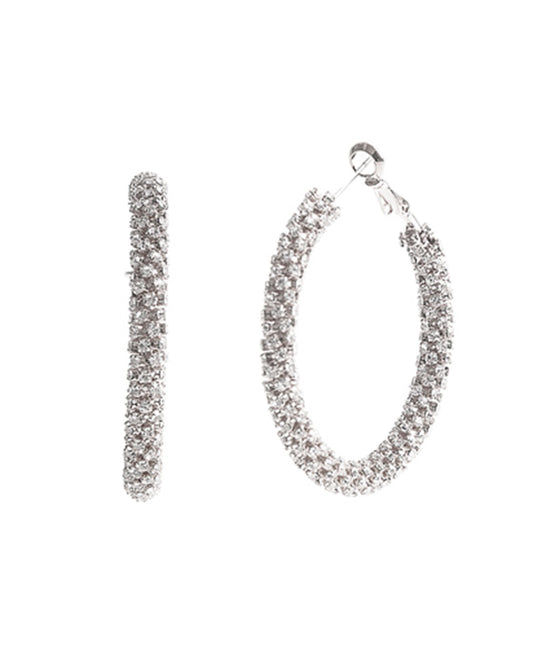 45mm Rhinestone Tube Stone Hoop Earring