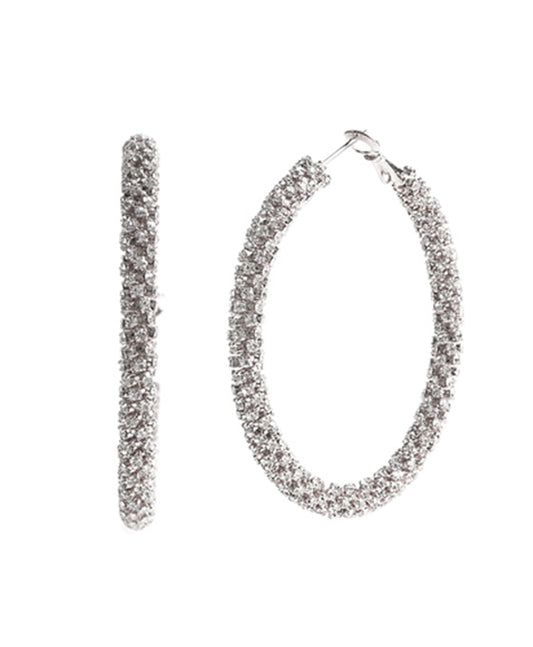 55mm Rhinestone Tube Stone Hoop Earring