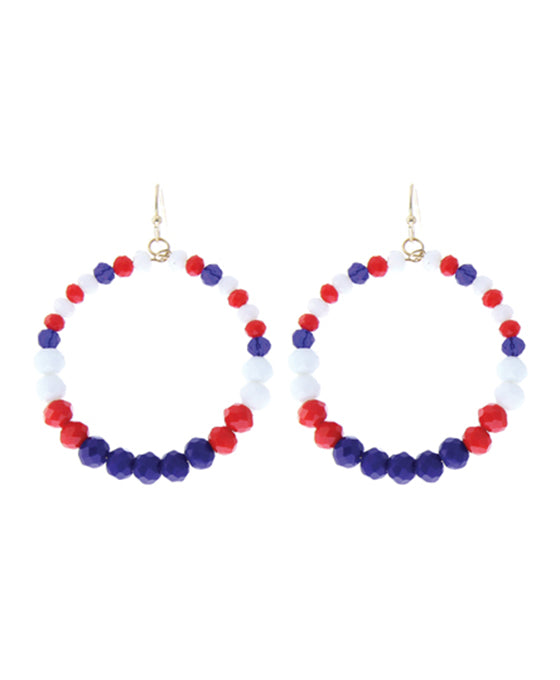 USA Flag Bead Hoop Earring