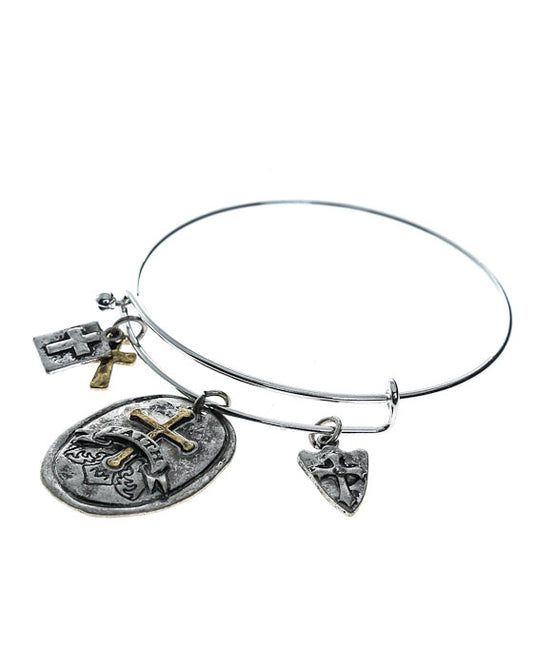 Hammered Cross Charm Bracelet