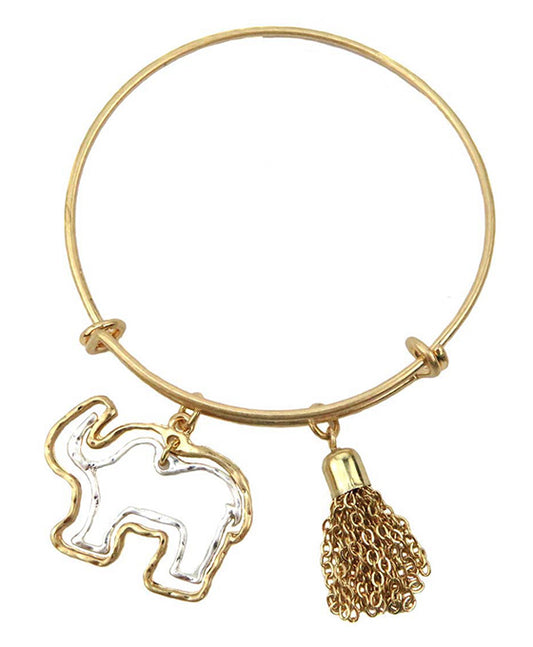 Elephant Charm Wire Bracelet