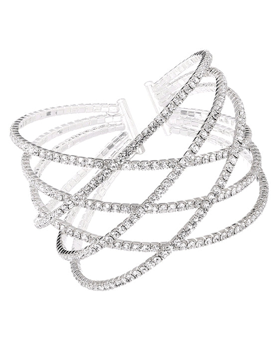 Rhinestone 6 Row Layer Wire Bracelet