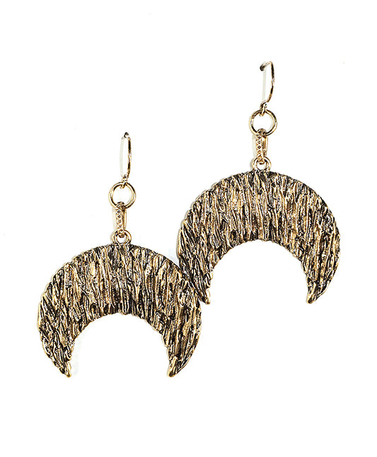 Crescent Shape Textured Hook Earring