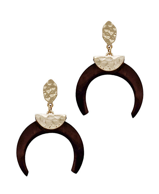 Metal w/ Wood Horn Post Earring