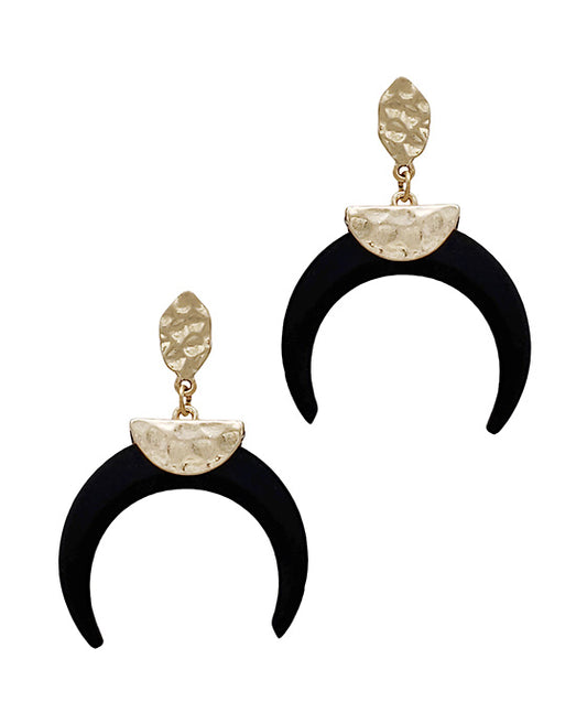 Metal w/ Wood Horn Post Earring