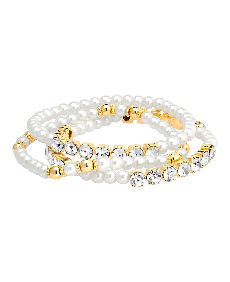 Pearl & Crystal 3 Set Bracelet