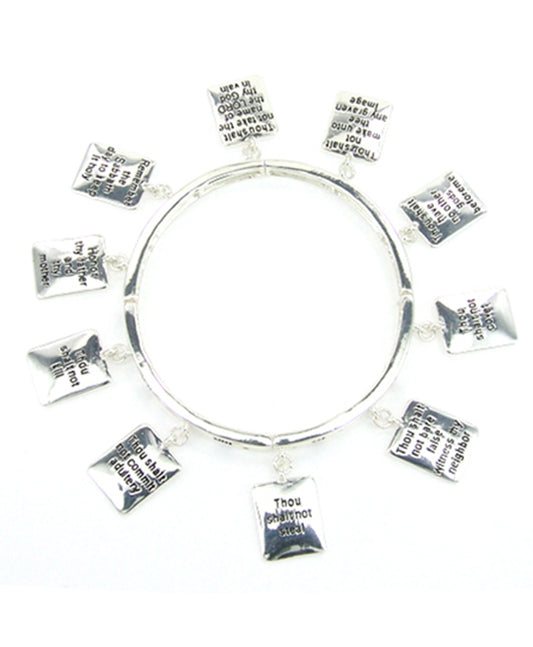 10 Commandment Religious Charm Bracelet