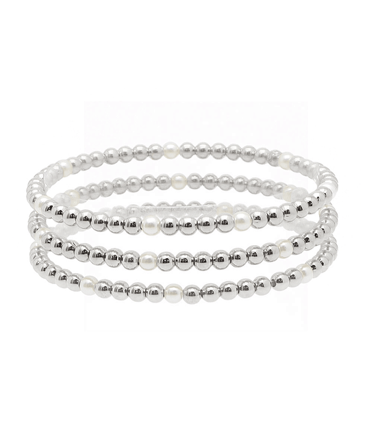 Pearl & CCB Ball 3 Set Bracelet