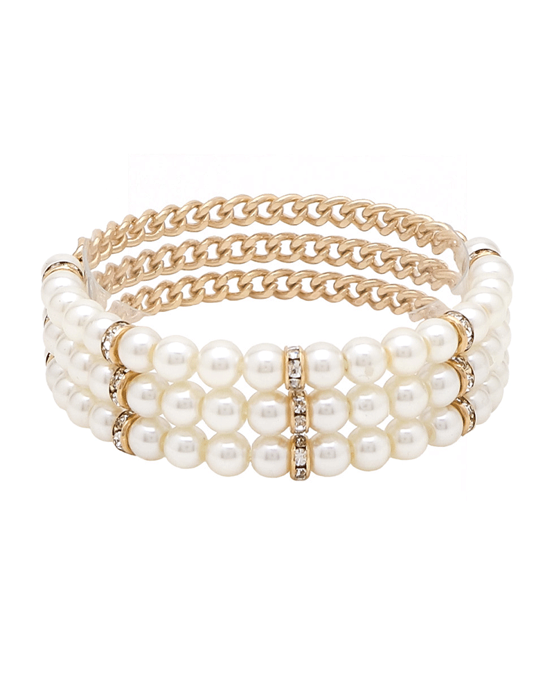 Pearl & Chain 3 Set Bracelet