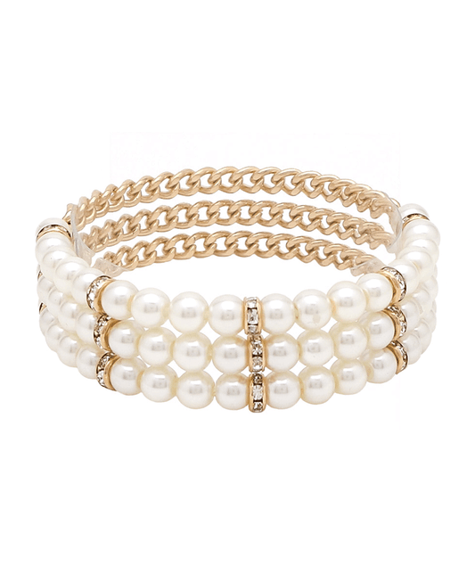 Pearl & Chain 3 Set Bracelet