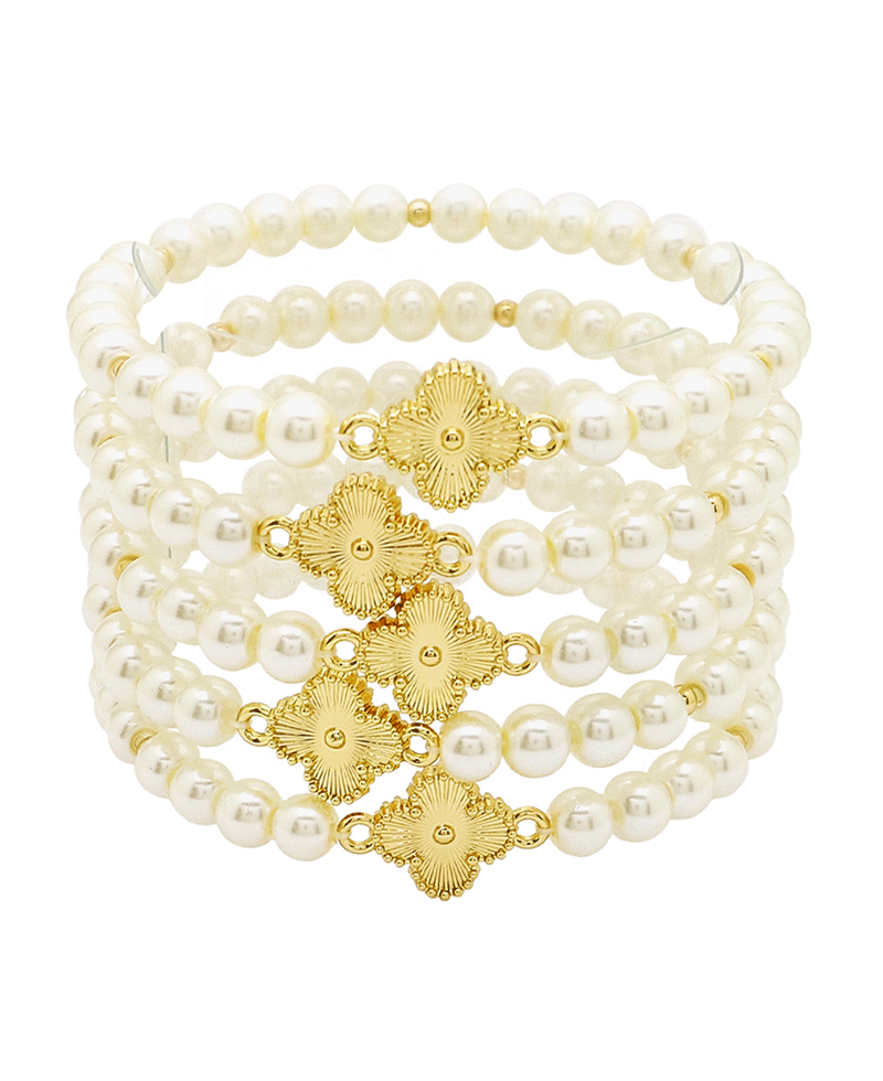 Clover Pearl 5 Set Bracelet