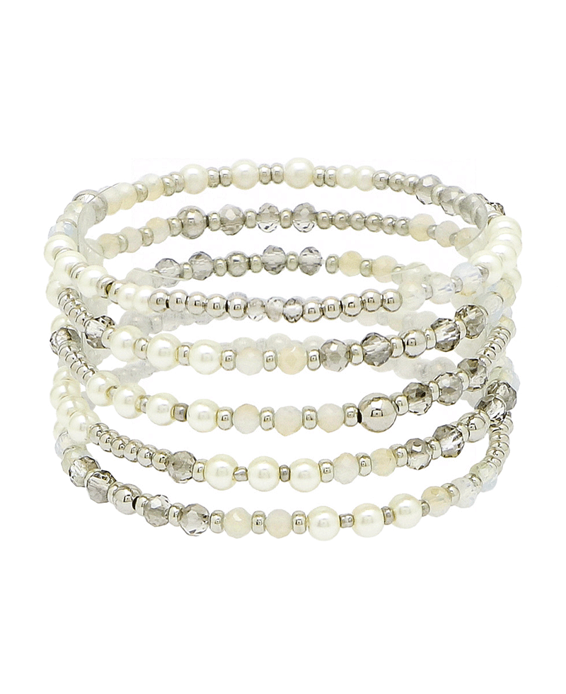 Glass & CCB & Pearl 5 Set Bracelet