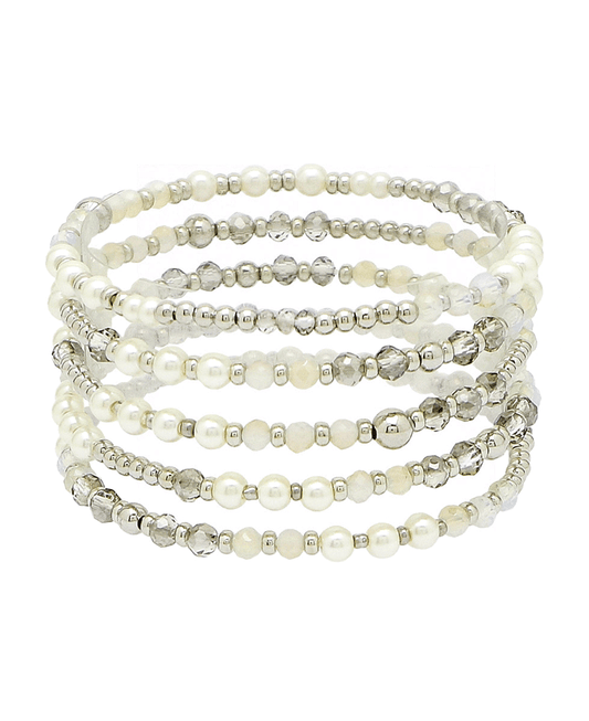 Glass & CCB & Pearl 5 Set Bracelet