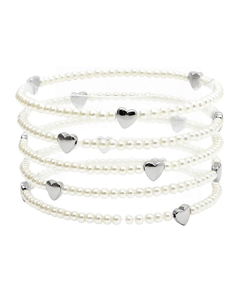 Pearl & CCB Heart 5 Set Bracelet