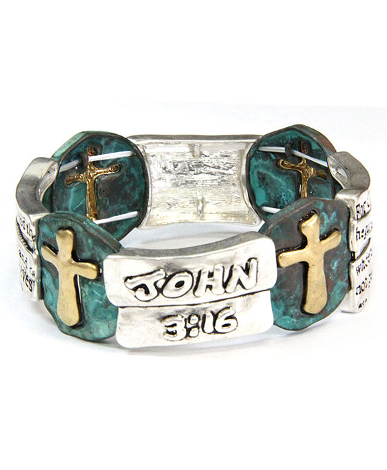 Rustic John 3:16 Stretch Bracelet