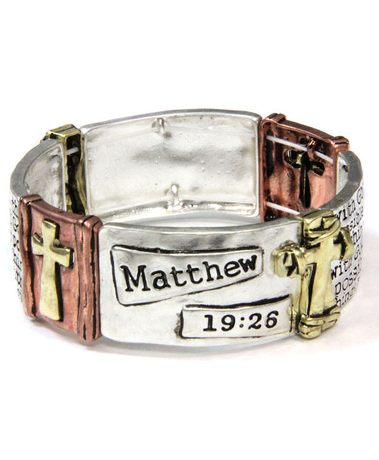 Rustic Matthew 19:26 Stretch Bracelet