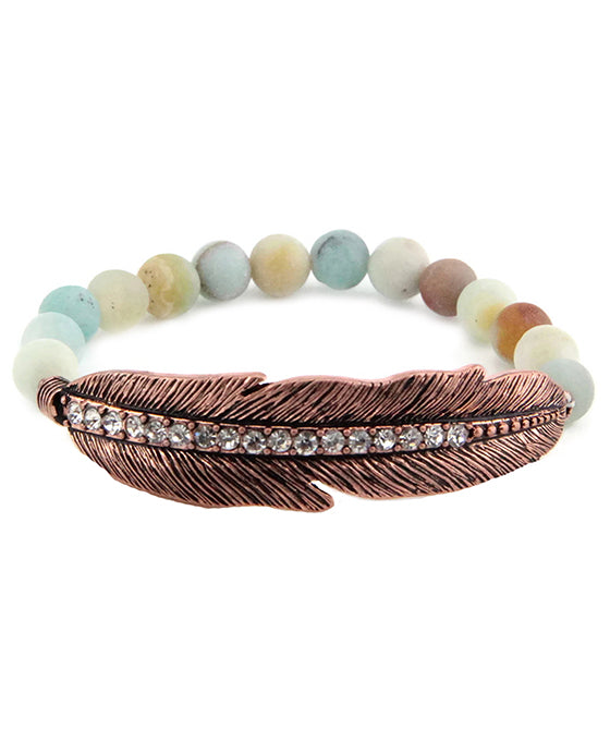 Feather Semi Precious Stone Bracelet