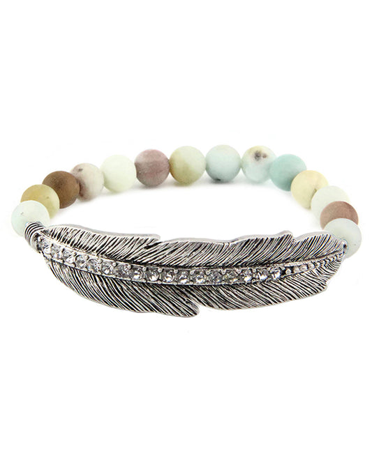 Feather Semi Precious Stone Bracelet