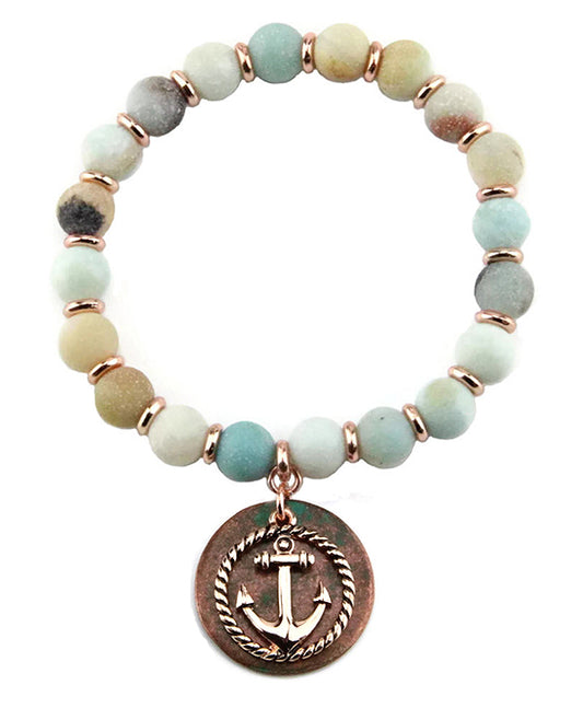 Anchor Semi Precious Stone Bracelet