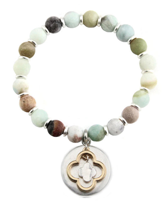 Quatrefoil Semi Precious Stone Bracelet