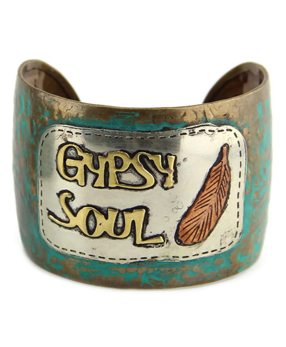 Message Wide Metal Cuff - Gypsy Soul