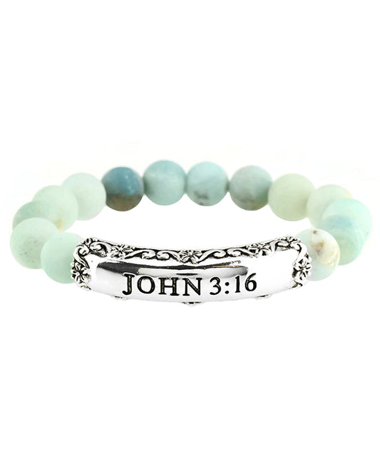 Semi Precious Stone Message Bracelet - John 3:16