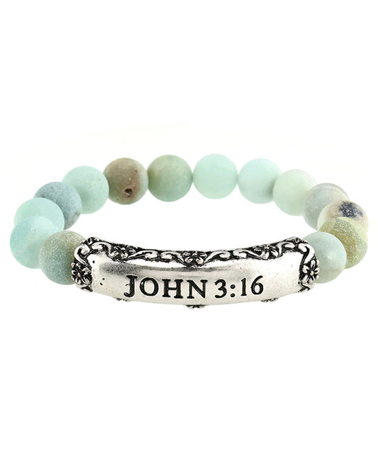 Semi Precious Stone Message Bracelet - John 3:16