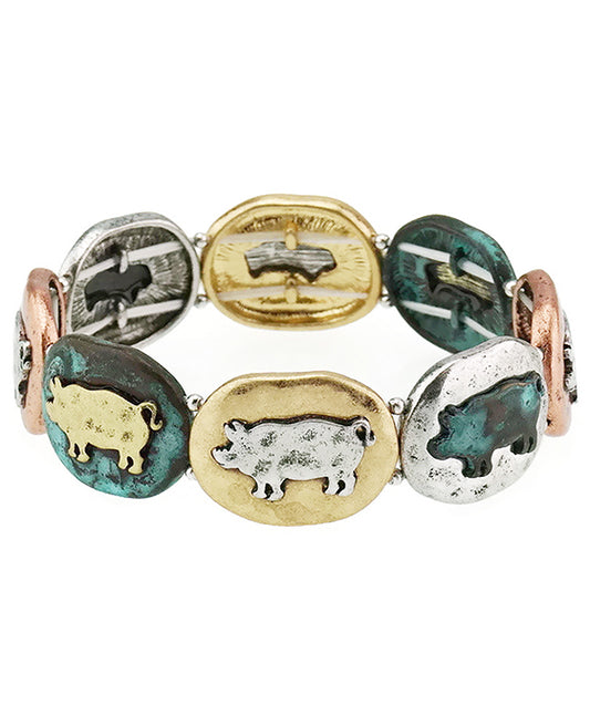 Farm Animal Pig Stretch Bracelet