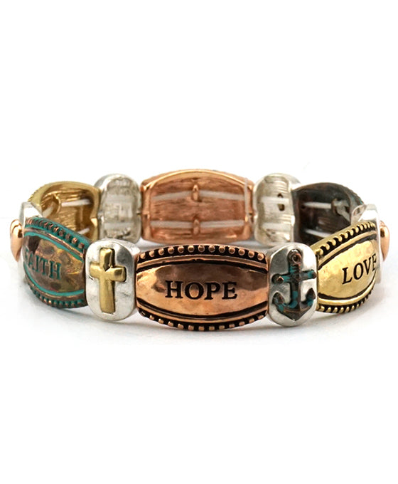 Message Stretch Bracelet - Faith Hope Love