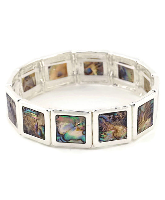 Square Abalone Double Stretch Bracelet