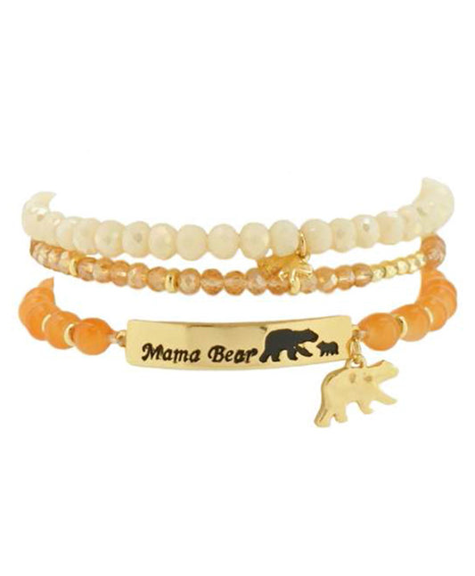 Mama Bear w/ Glass Bead Stackable Bracelet