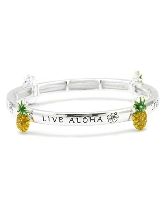 Pineapple w/ Live Aloha Stretch Bracelet