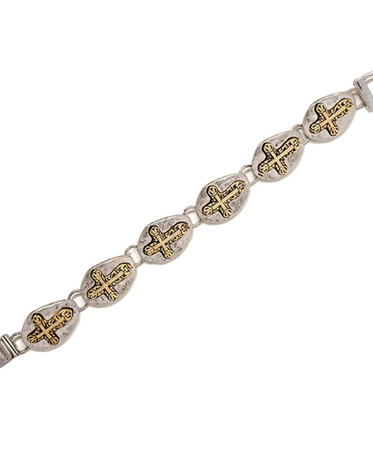 Hammered Cross Magnetic Bracelet