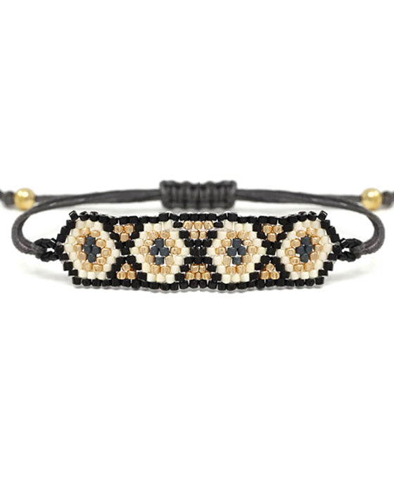 Hexagon Seed Bead Tie Bracelet