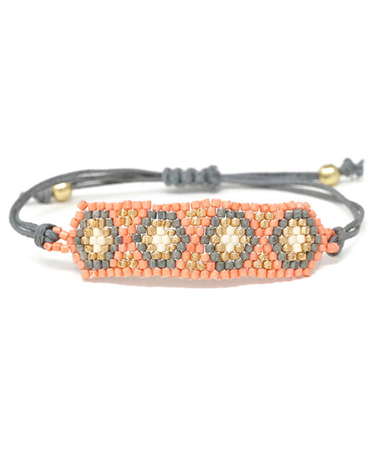 Hexagon Seed Bead Tie Bracelet