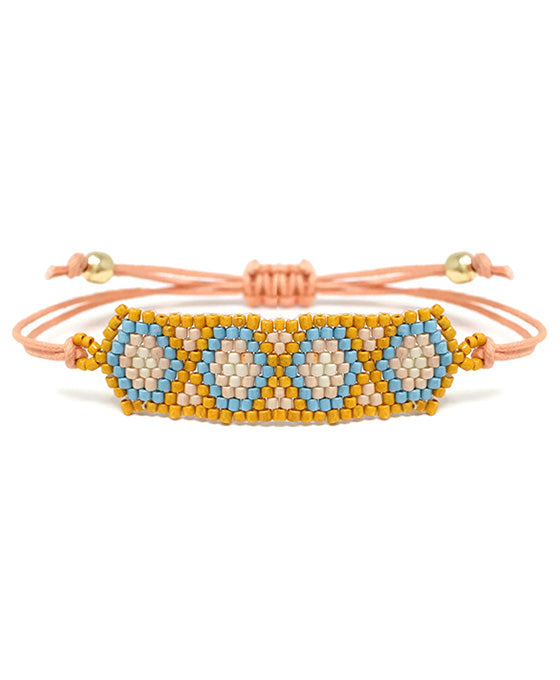 Hexagon Seed Bead Tie Bracelet