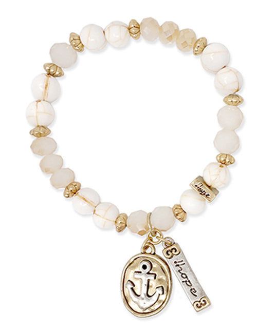 Bead w/ Anchor Charm Bracelet - Hope