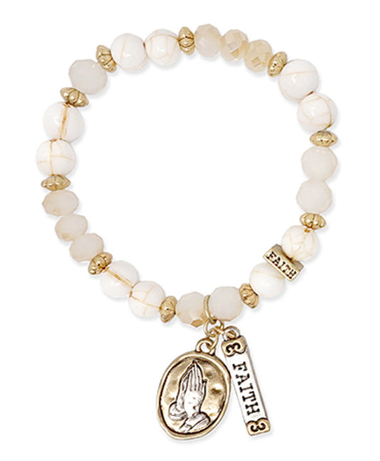 Bead w/ Pray Charm Bracelet - Faith