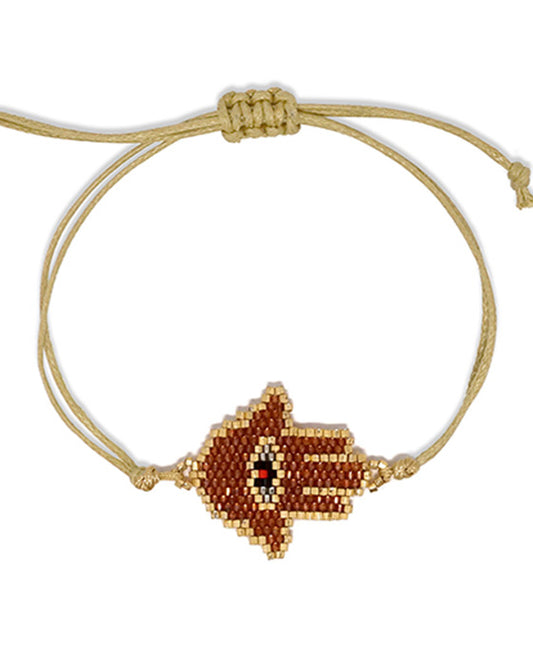 Hamsa Seed Bead Tie Bracelet