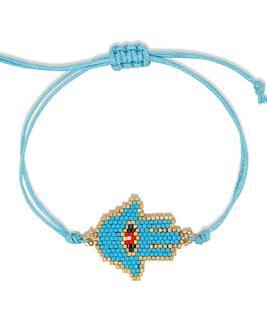 Hamsa Seed Bead Tie Bracelet