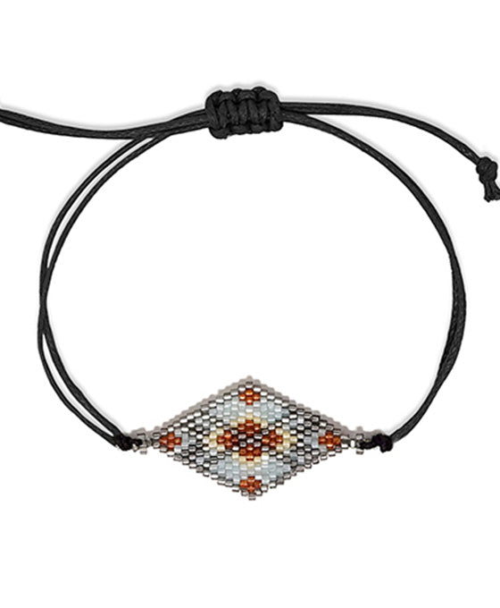 Diamond Shape Seed Bead Tie Bracelet