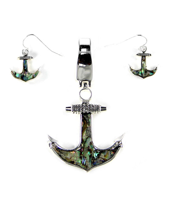 Anchor Abalone Magnet Pendant Set