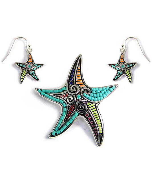 Mosaic Art Starfish Pendant Set