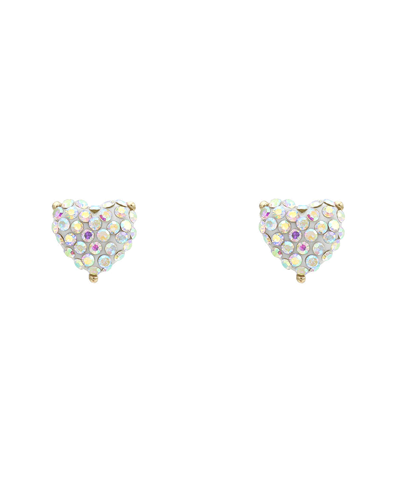 Pave Epoxy Heart Stud Earring - 0.5"