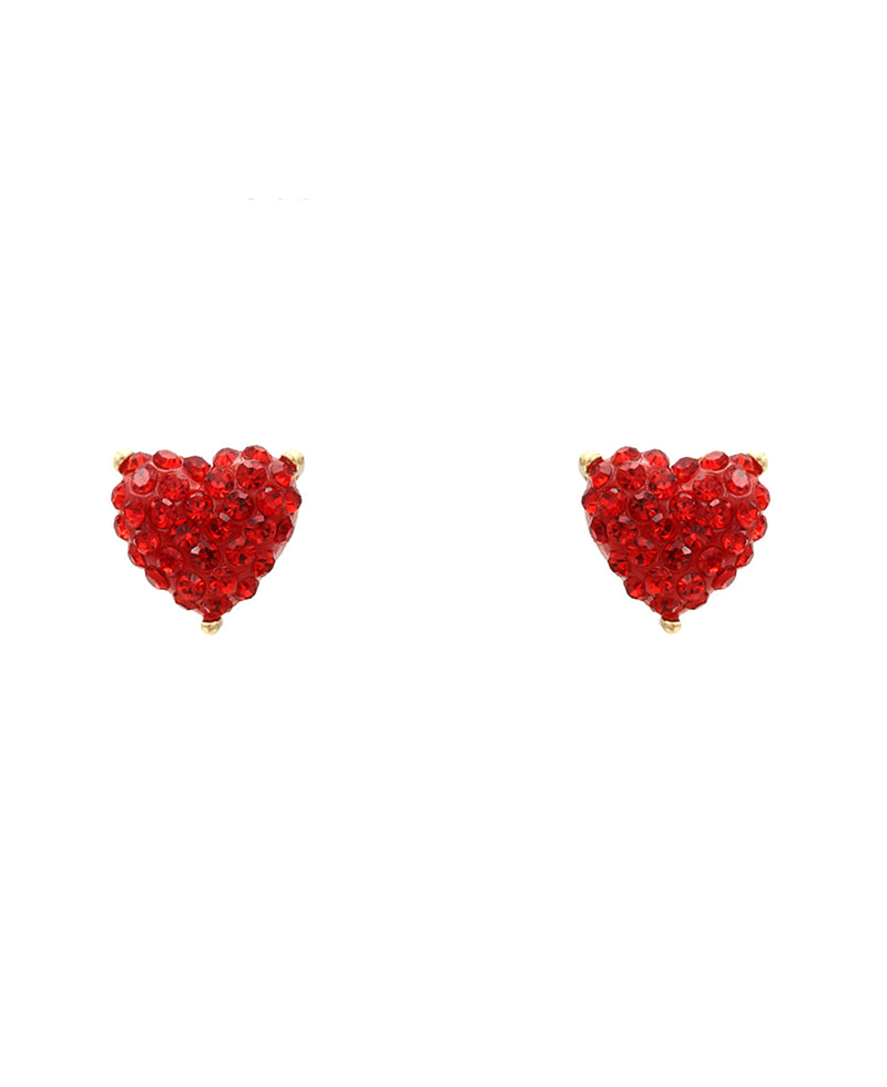 Pave Epoxy Heart Stud Earring - 0.5"