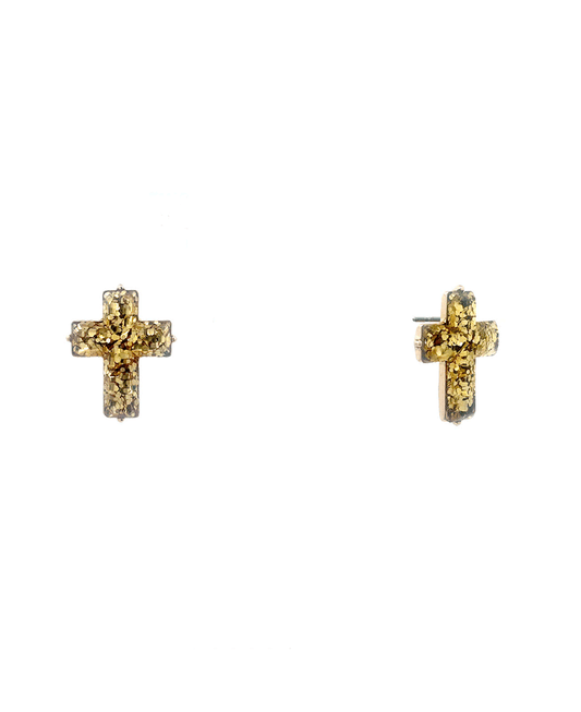 Cross Glitter Epoxy Stud Earring - 1.0"