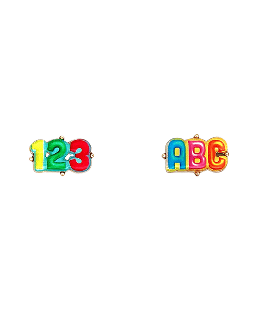 ABC & 123 Lettering Earring - 0.75"