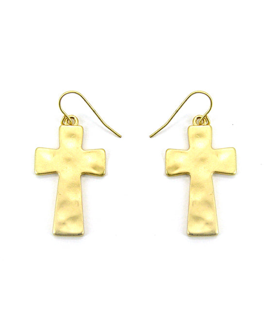 Hammer Texture Cross Earring